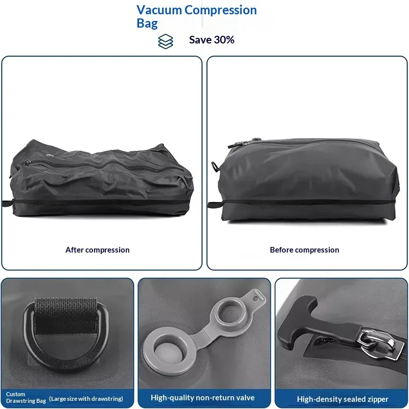 sacs de compression sous vide portables pour les voyages, sacs gain de place avec pompe manuelle, organisateur de vêtements étanche pour valise et sac à dos
