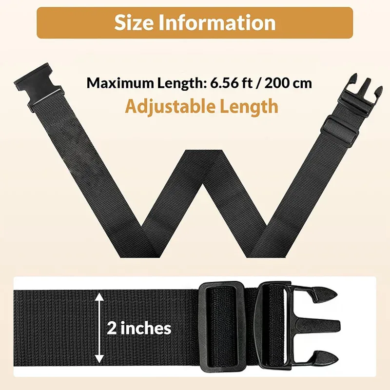 sangles de bagages de forme droite pour valise, ceinture de bagages en polyester avec boucle de dégagement réglable, accessoire de voyage