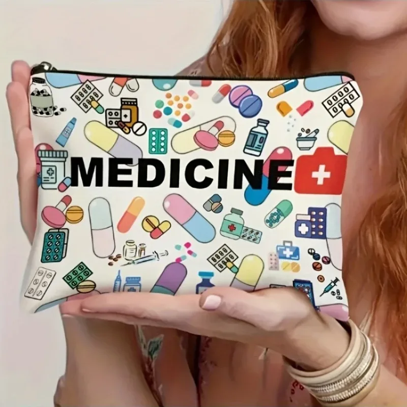 sac de voyage cosmétique sur le thème des médicaments-organisateur de maquillage pliable à fermeture éclair, cadeau pour les professionnels de santé, sac à cosmétiques