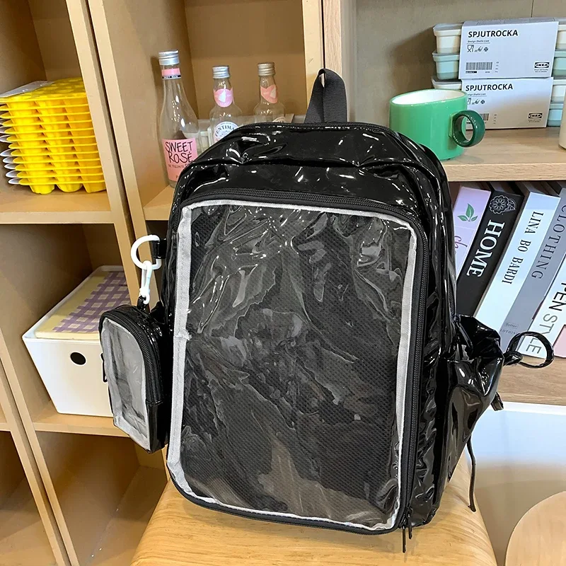 sacs d'école pour étudiants japonais de grande taille, sac à dos ita en cuir pu avec porte-monnaie transparent, offre spéciale