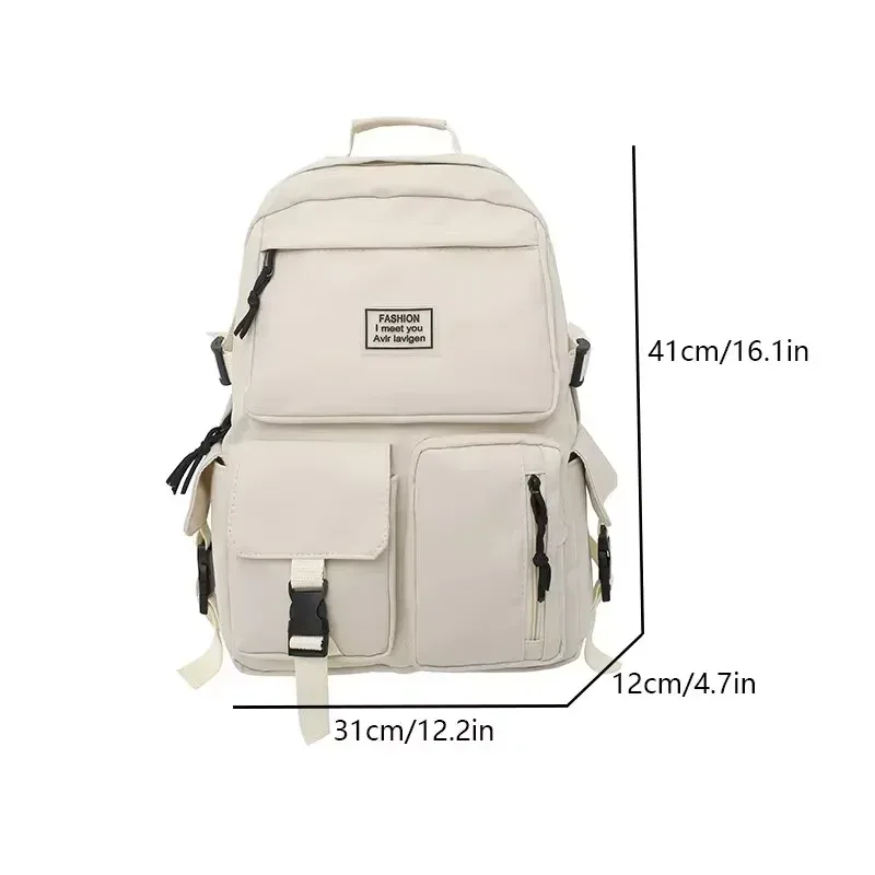 sac à dos scolaire décontracté en toile grande capacité avec multiples poches et compartiment pour ordinateur portable, pour hommes et femmes - nouveauté tendance