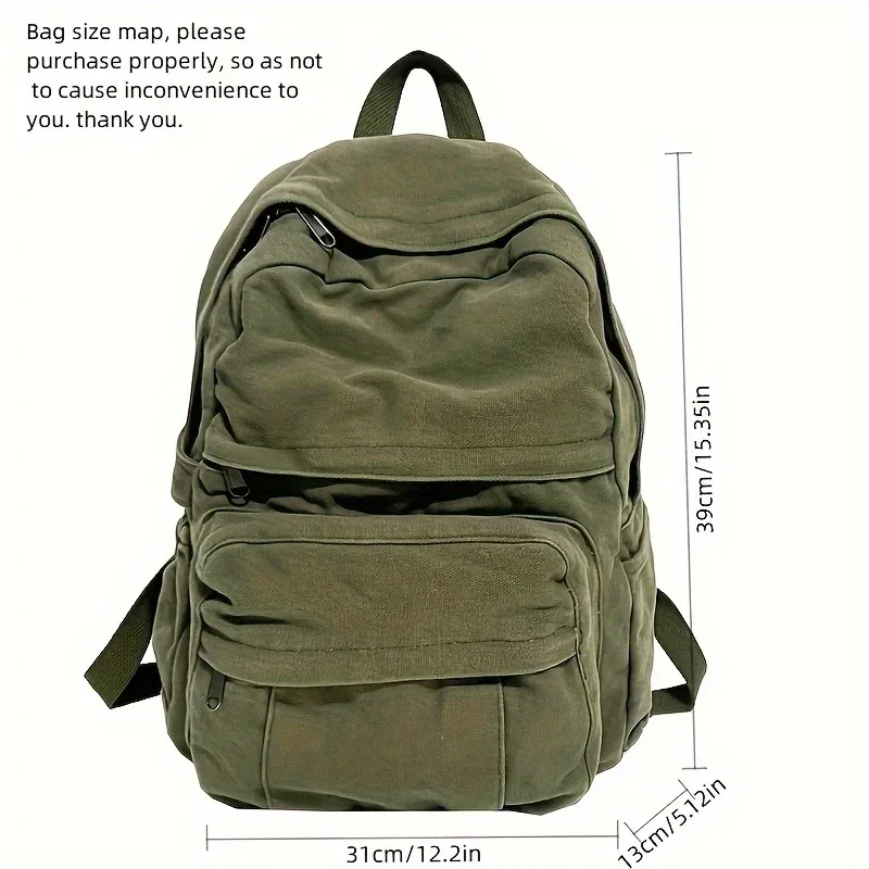 sacs à dos simples vintage, cartable en toile de grande capacité, sacs à dos de voyage à poches multiples, unisexe