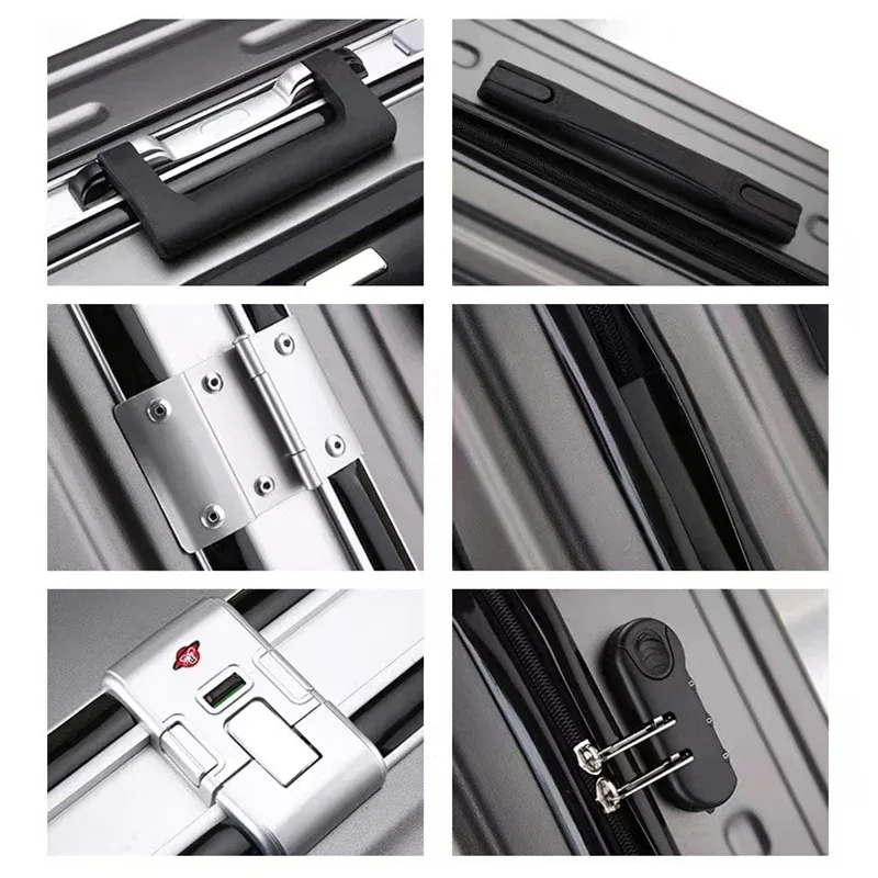 valise à main avec cadre en aluminium, 20 22 24 28 pouces, bagage roulant, cabine de voyage, boîtier de chariot, sac de voyage, verrouillage par mot de passe, fermeture éclair