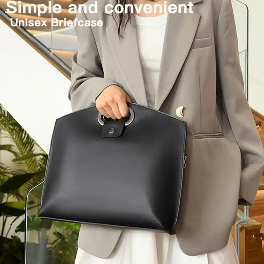 sac fourre-tout élégant en pu pour documents de bureau, couleur unie, grande capacité, sacoche pour ordinateur portable, sac à main, sacoche pour dossiers, pour employé de bureau