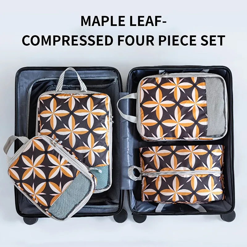 4 pièces de cubes de compression de voyage imperméables pour organiser les vêtements et ranger les affaires dans les valises et bagages.