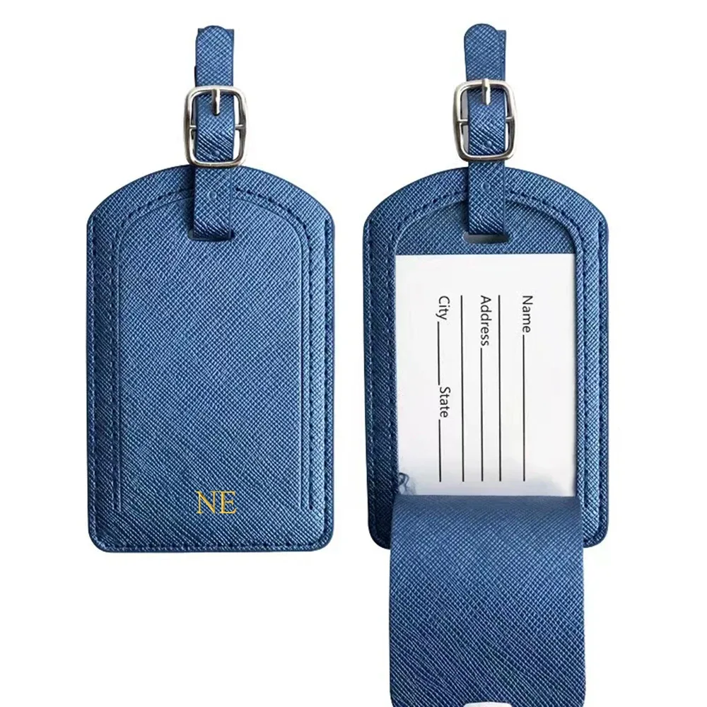 lettres personnalisées saffiao étiquette de bagage en cuir pu vente en gros personnaliser initial accessoires de voyage femmes hommes valise étiquette de carte de nom
