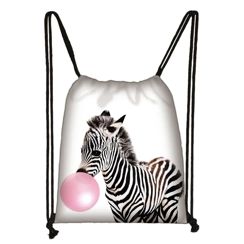 sac à cordon de serrage mignon animal koala femmes hommes mode sac de rangement panda/zèbre fille voyage loisirs sac à dos pliable
