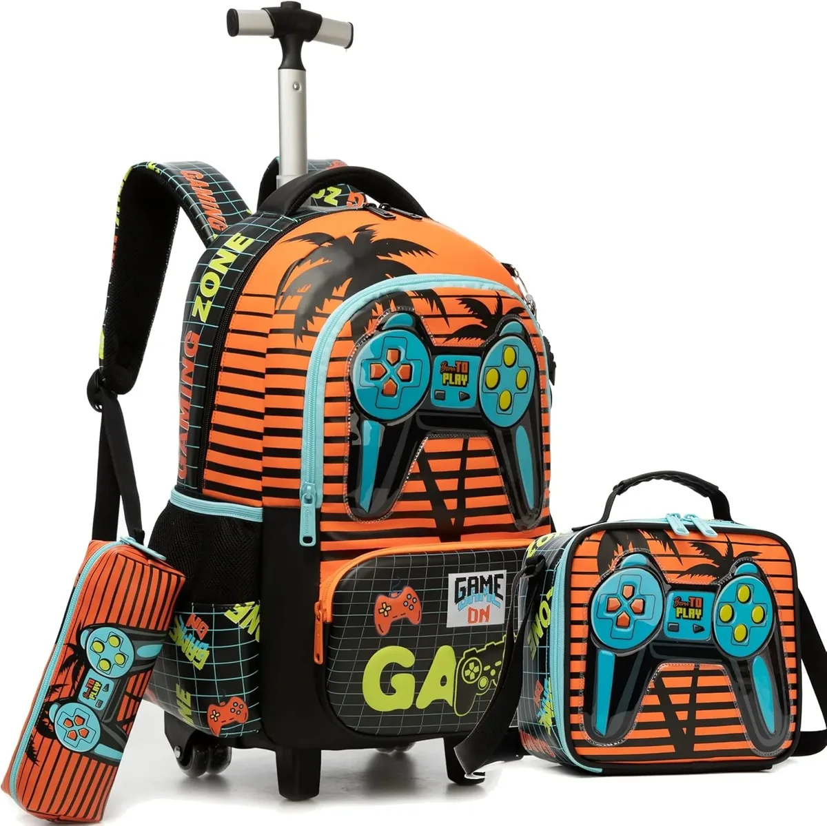 sac à dos roulant pour filles, valise de voyage pour enfants avec roulettes, bagage à main avec animaux mignons pour élèves du primaire, sac à roulettes pour enfants