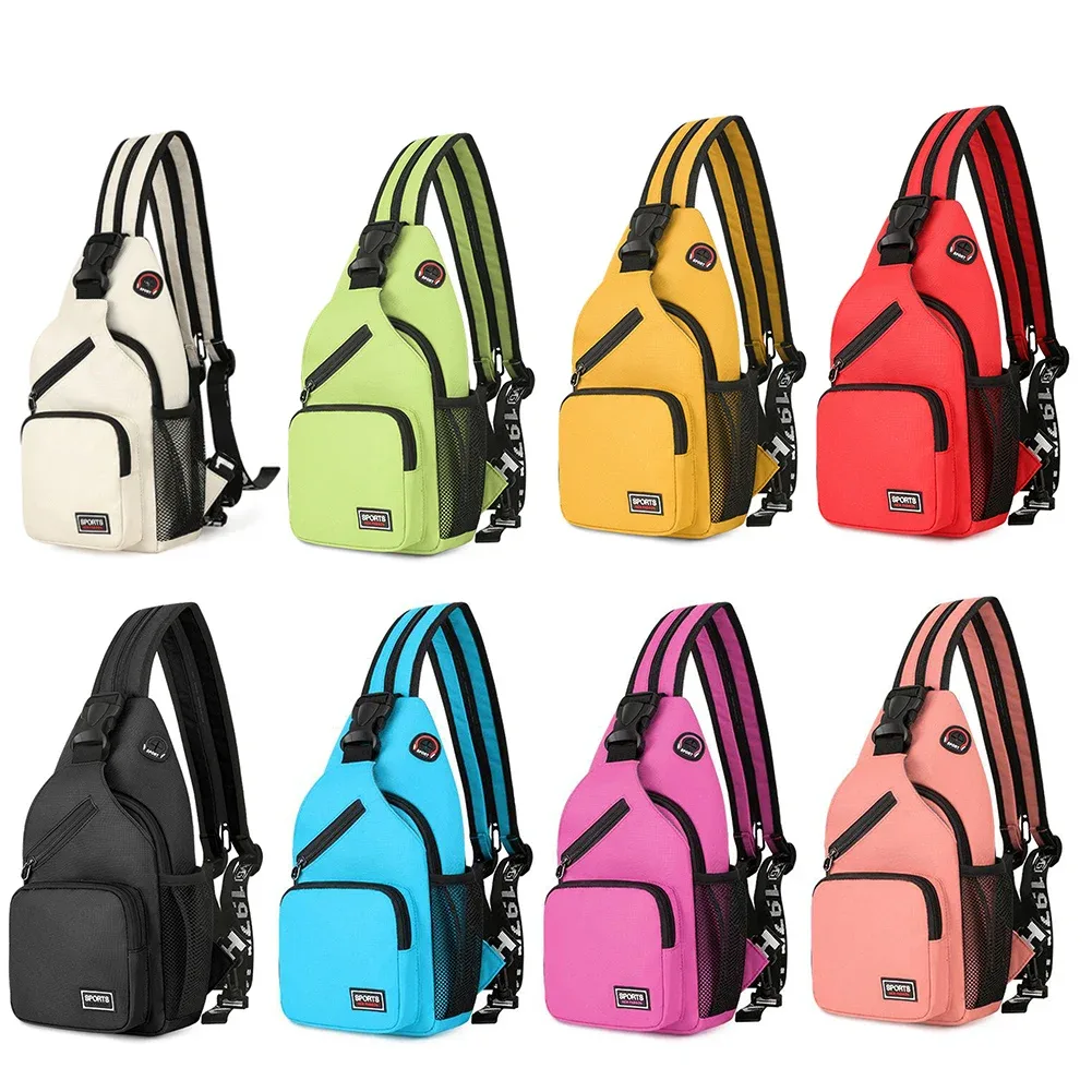 Sac de poitrine unisexe, sac à bandoulière, sac à dos de voyage en tissu Oxford, sac de poitrine imperméable pour la randonnée, sac à dos de jour, sac à bandoulière