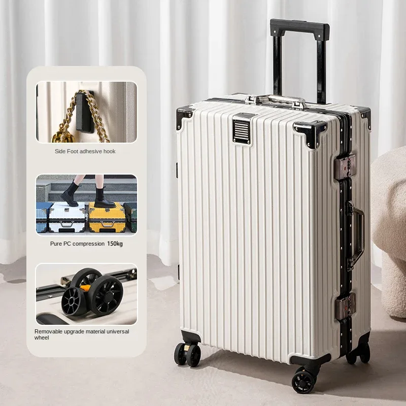 valise cadre en aluminium 20 pouces boîtier de chariot de transport roues universelles amovibles 22-30 pouces valises de voyage de grande capacité