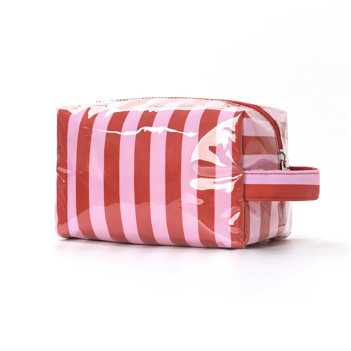 sac de maquillage élégant à rayures roses, sac de voyage portable de grande capacité, sac de rangement pour rouge à lèvres, sac à main, sac cosmétique, trousse de toilette, cadeaux pour filles