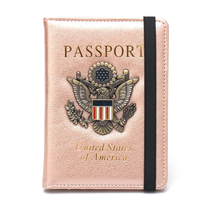 housse de passeport américaine en cuir pu, porte-passeport américain personnalisé pour hommes et femmes, étui pour documents de voyage américains