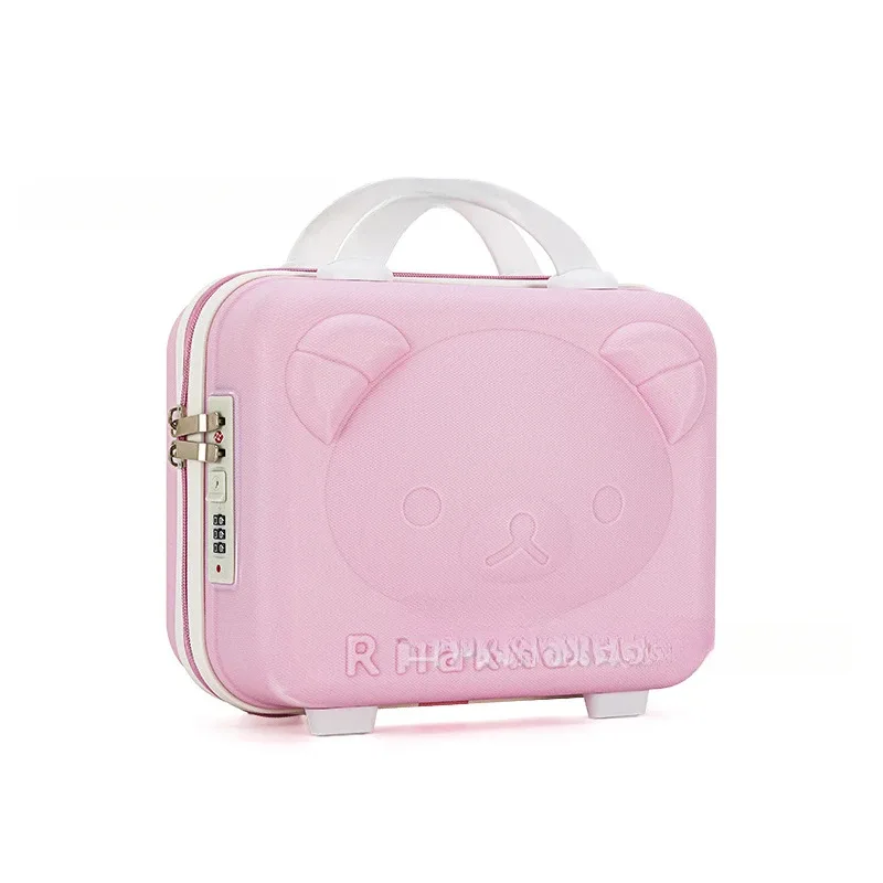 trousse de maquillage tête d'ours, boîte à mot de passe pp, valise de 14 pouces, bagage de dessin animé, cadeau de compagnon de mariage, rangement portable, étui de voyage