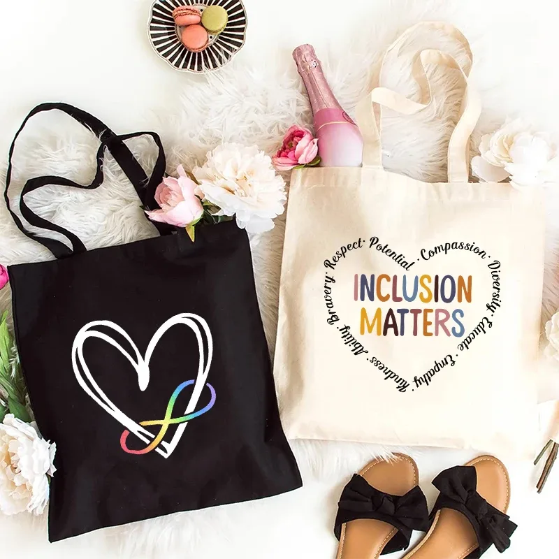 Sac fourre-tout en toile de grande capacité pour femme, sac à provisions initié Harajuku, supermarché de sensibilisation au tisme, compte plongeant, mode