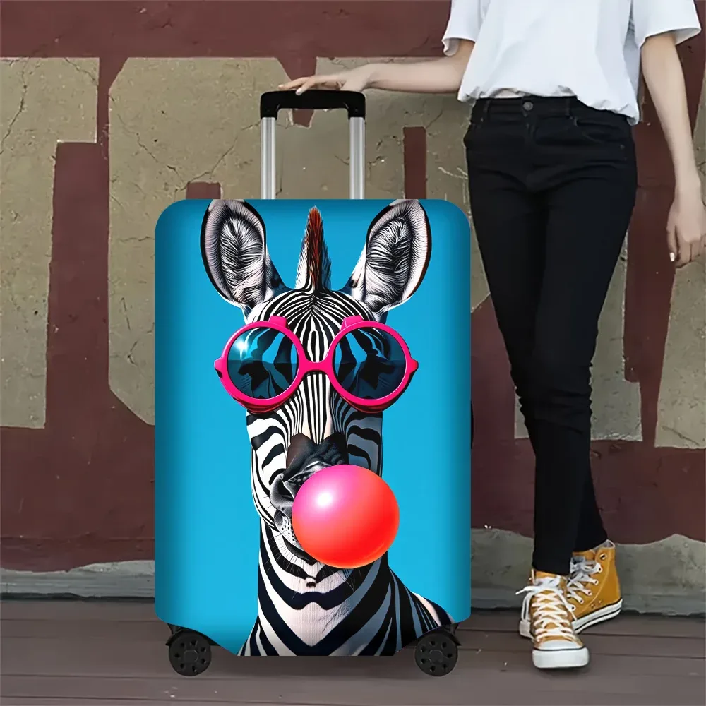 1 housse de bagage imprimée motif zèbre et bulles pour bagages de 18 à 32 pouces ; accessoires de voyage anti-poussière et élastiques pour une protection efficace