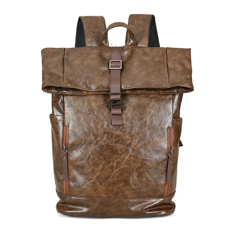 sac à dos en pu pour hommes, grande capacité, voyage en plein air, déplacements, camping, randonnée, sac à bandoulière, voyage d'affaires, ordinateur portable, collège, cartable