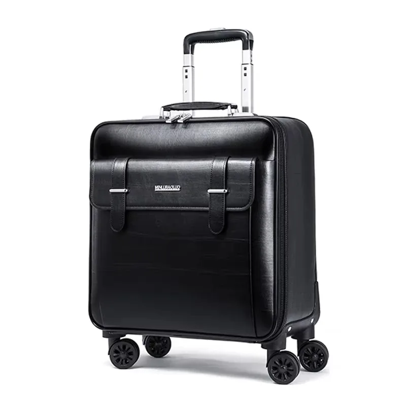 nouvelles valises de voyage à roulettes en cuir véritable pour hommes et femmes, tailles 16/18/20/22/24 pouces, idéales pour le cabine et les affaires