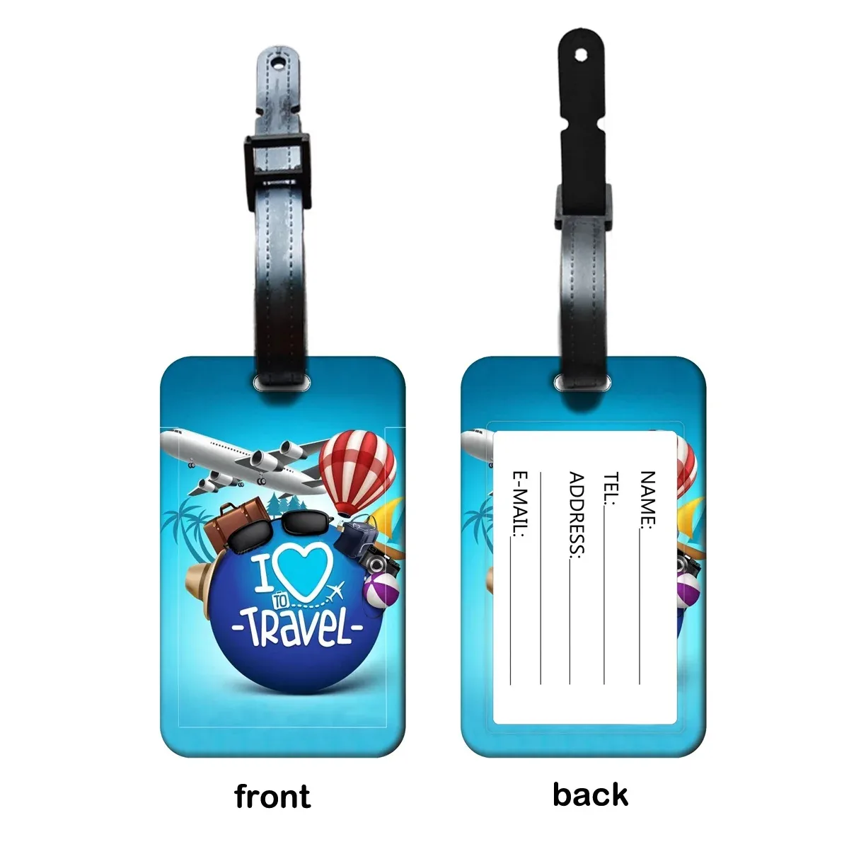 étiquette de bagage let's go travel en abs, porte-adresse créatif pour valise, accessoire d'embarquement portable pour bagages