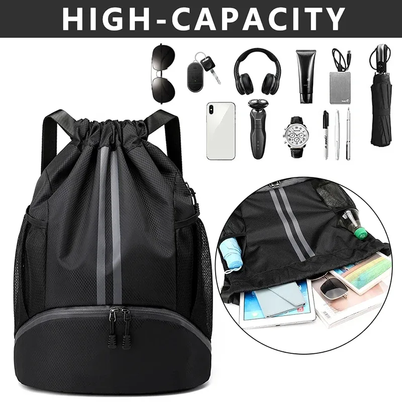 grand sac à dos oxford étanche pour dehors en plein air, football, basket-ball, gym, natation, chaussures de camping, pour homme et femme