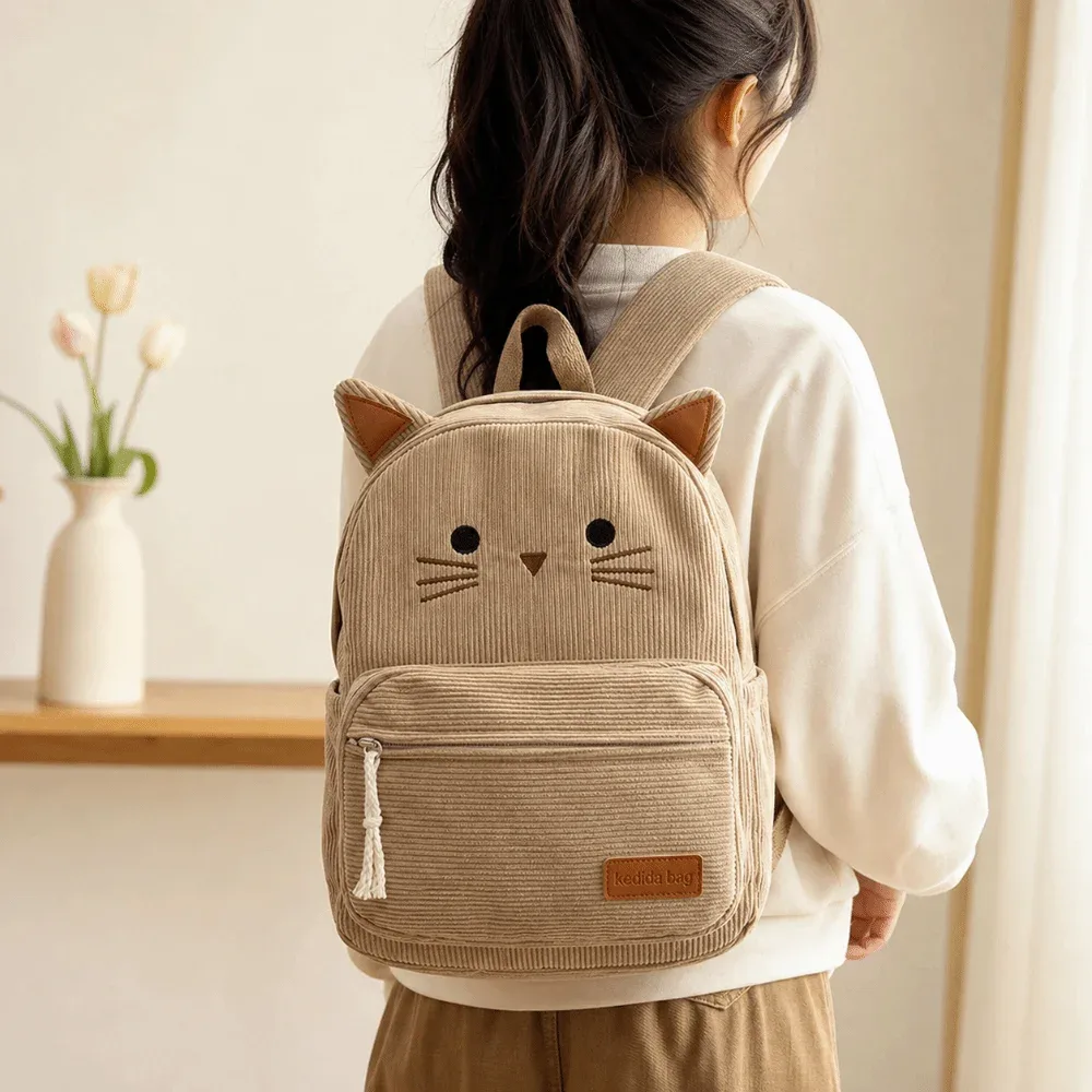 sac à dos ergonomique pour étudiant, motif chat de dessin animé, avec bretelles rembourrées, grande capacité, léger