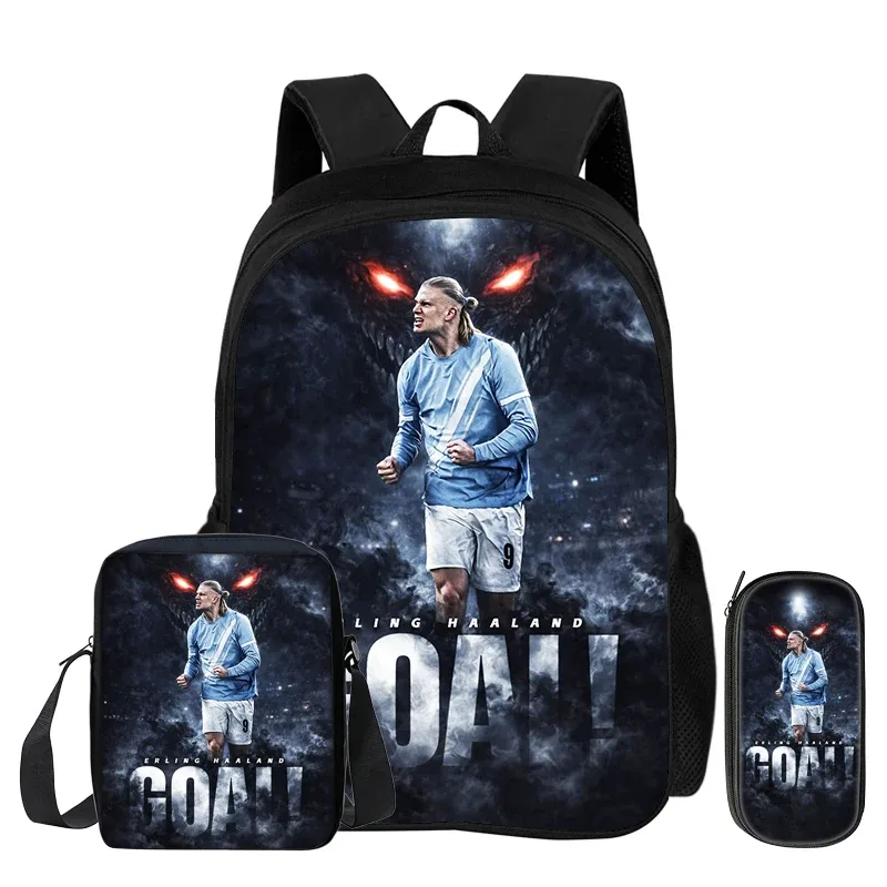 sac à dos d'école, sac à crayons, sac à dos de sport haaland pour enfants, ensemble de 3 pièces, sac à dos de footballeur star, cadeau