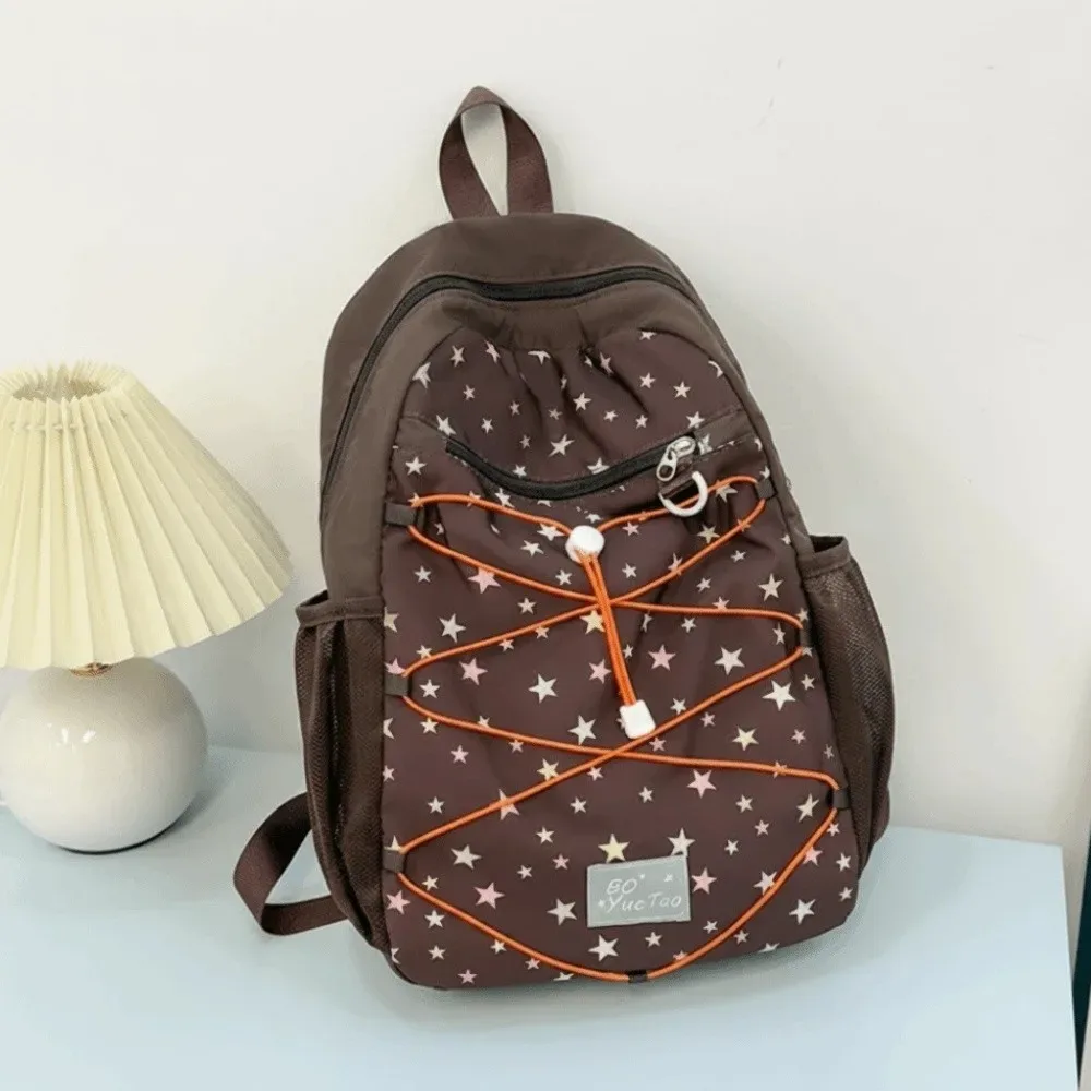 sac à dos d'extérieur tendance en nylon, résistant à l'usure, imprimé étoiles, style coréen, grande capacité, pour femmes et étudiants