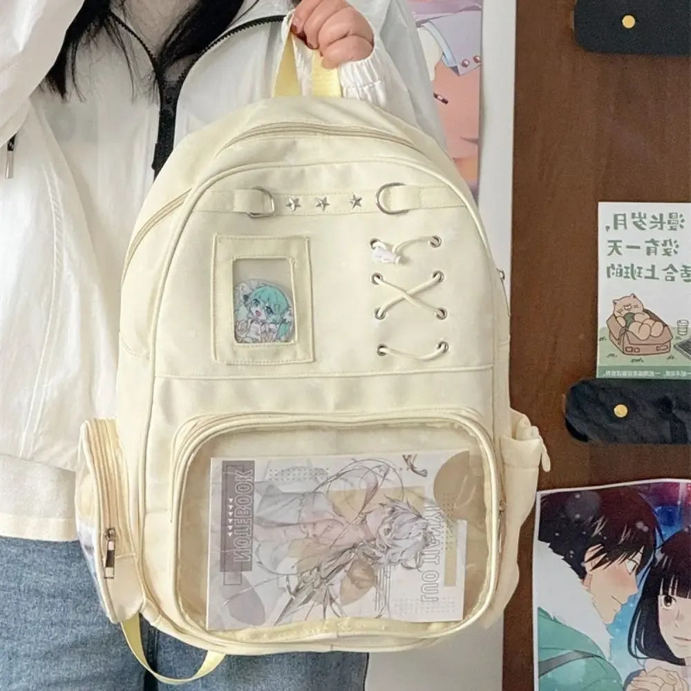 sac à dos transparent à imprimé étoiles kawaii lolita itabag, sac ita transparent imprimé avec plusieurs poches, sac à dos pour usage extérieur