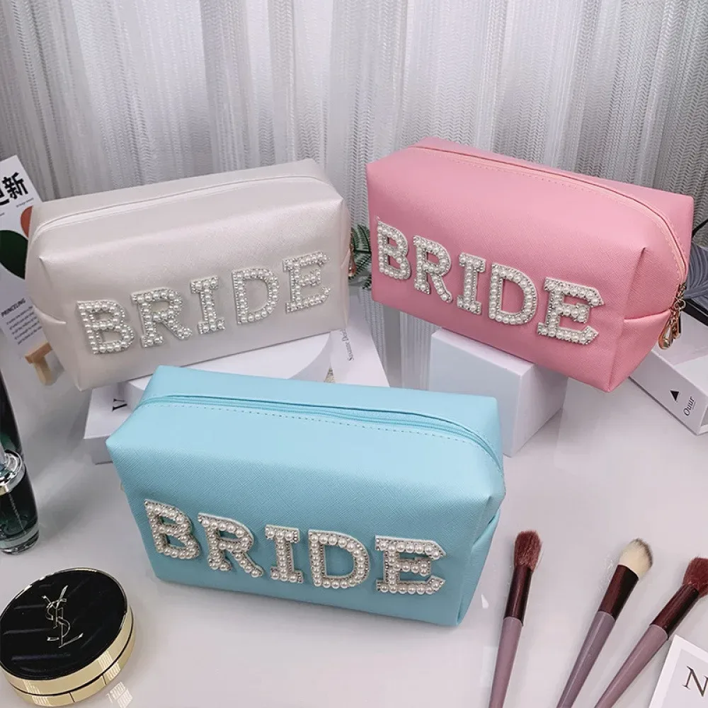 grande trousse de toilette imperméable à main pour femmes, sac de rangement pour cosmétiques de voyage, pochette de mariage multicolore pour mariée.