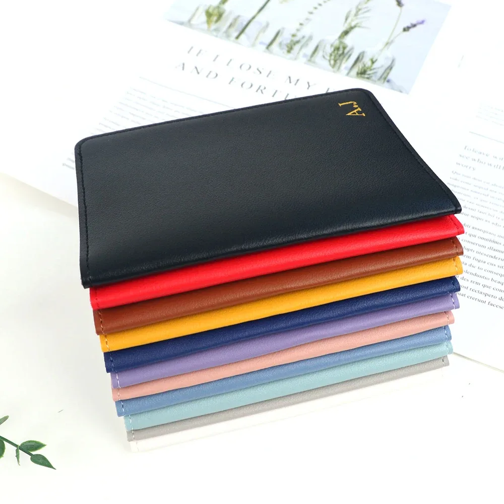 porte-passeport en cuir pu personnalisé avec nom, sac à passeport, bagage, portefeuille de voyage, accessoires