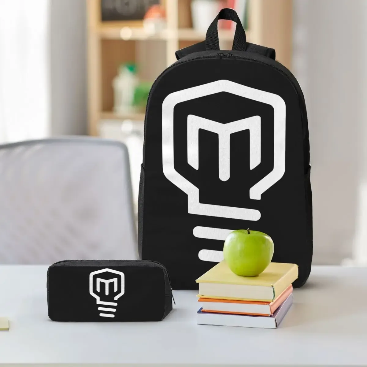 mark rober sac à dos avec logo hd pour étudiants, garçons et filles, sac d'école, sac à bandoulière pour ordinateur portable, 3 pièces, sac à déjeuner isotherme, trousse à crayons