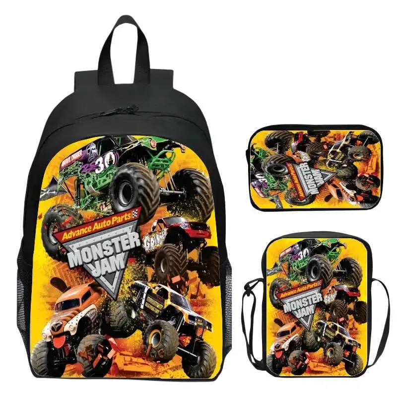 Monster Jam Monster Truck ensemble de trois pièces sac à dos pour enfants sac à dos d'école primaire sac à dos de maternelle