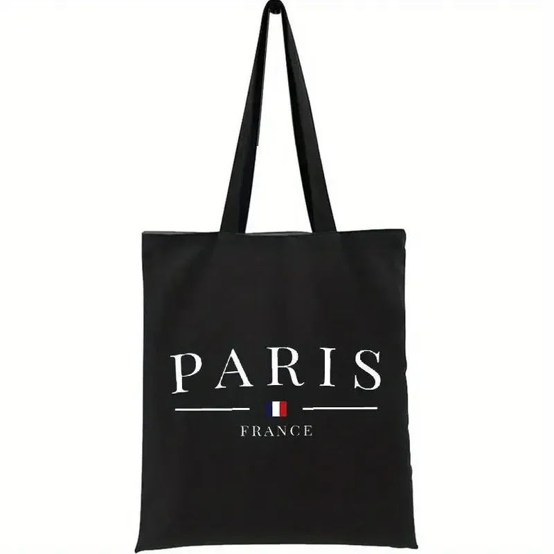 grand sac fourre-tout tour eiffel, idéal pour les cadeaux sur le thème français, imprimé paris double face avec motif tour eiffel, doux et confortable.