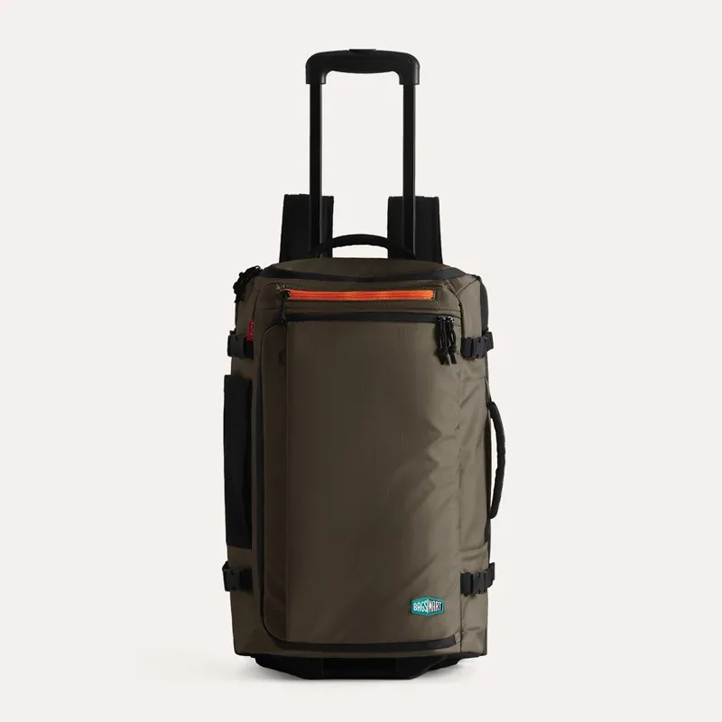 bagsmart sac à dos de voyage à roulettes 43l avec roues en pu lisses, grande capacité, bagage à main, valise de voyage