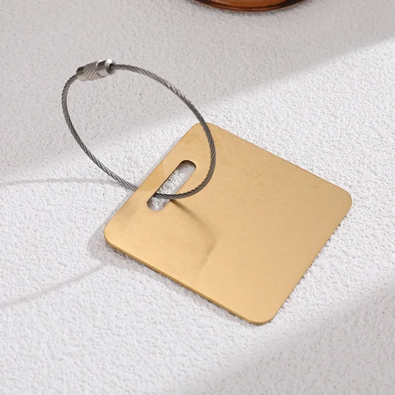 étiquette de bagage avec texte personnalisé, étiquette de valise personnalisée en acier inoxydable, accessoires de voyage anti-perte, étiquettes d'identification de gravure laser