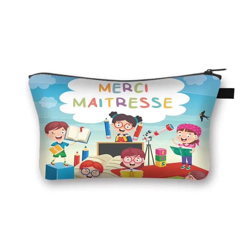 merci enseignant/ gracias maestra/ merci maitresse trousse à cosmétiques femmes trousse de maquillage filles organisateur cosmétique cadeau de remise des diplômes