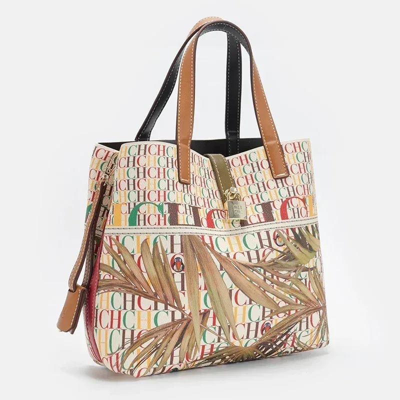ch sac seau pour femme, ensemble de 2 pièces, sac bandoulière à imprimé floral, sac à main de luxe de créateur avec mini pochette pour usage quotidien
