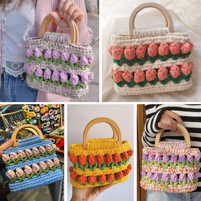 sacs en bois/plastique en forme de d, poignée de remplacement, sacs de bricolage fabriqués à la main, accessoires, sac à main, poignée fourre-tout, poignée demi-ronde