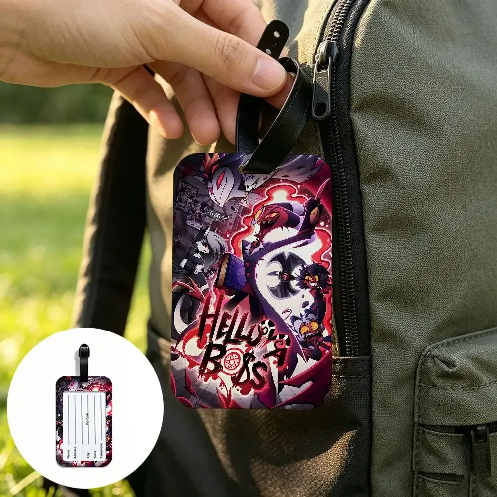 h-hazbin-hotel demonic-edgy – étui pour cartes d'information imperméable en pvc, étiquette de bagage, identificateur anti-perte pour valise et sac à main