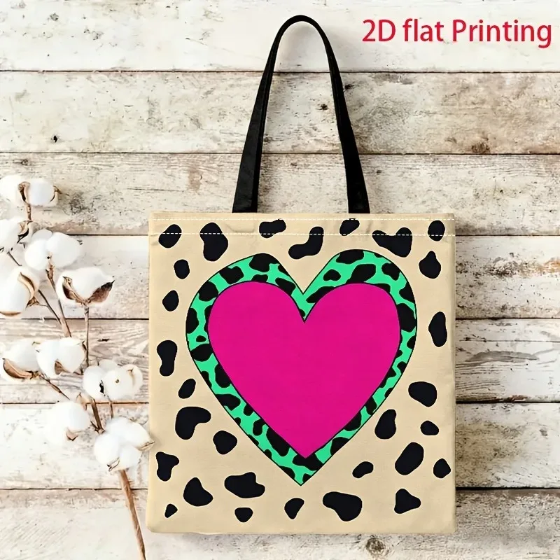 sacs de shopping imprimés double face à motif léopard pour femmes, sac à bandoulière de grande capacité pour les voyages quotidiens, sac pour dames