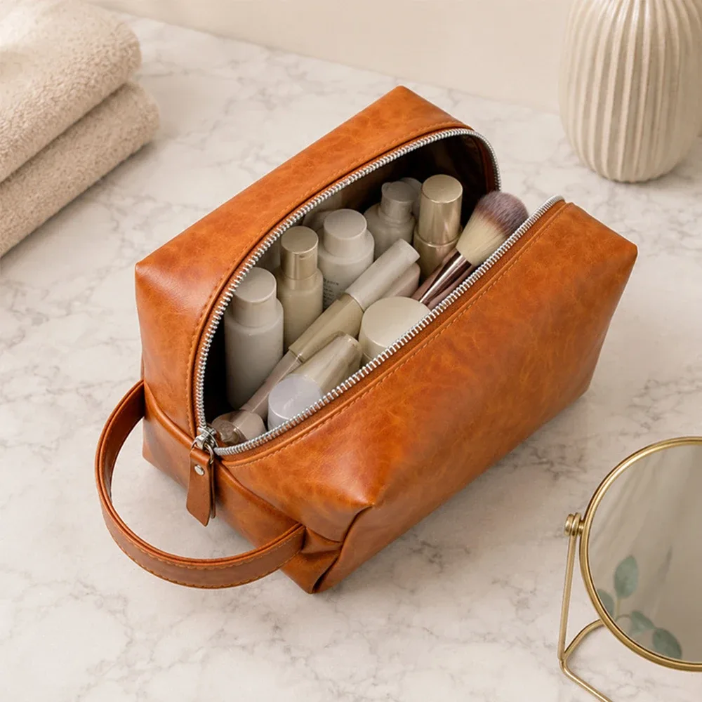 trousse de toilette pour homme personnalisable avec nom, sac de rangement portable pour les soins de la peau, sac de rangement multifonctionnel pour le maquillage