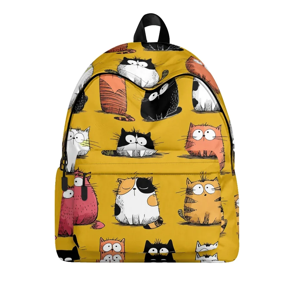 sac à dos imprimé de chats de dessin animé renard mignon, sacs à crayons à bretelles réglables, sac d'école léger et durable, sac à dos de voyage, ensembles pour adolescents