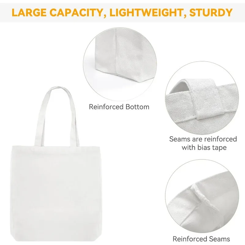 sacs fourre-tout en toile, 5 paquets, vente en gros, robustes, réutilisables, pour épicerie, 12.2x14.2 pouces, sacs en coton vierges en vrac pour le shopping, artisanat de décoration