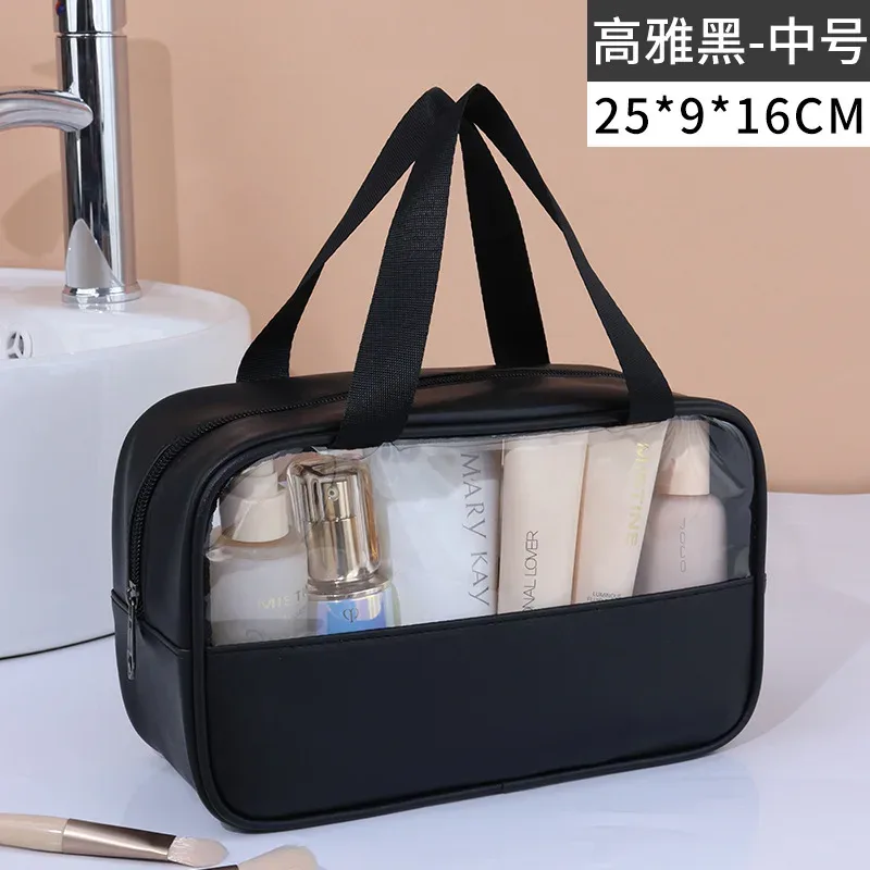 sac cosmétique transparent de grande capacité - pochette de voyage en pvc transparent, organiseur de rangement pour articles de toilette imperméable et anti-fuite