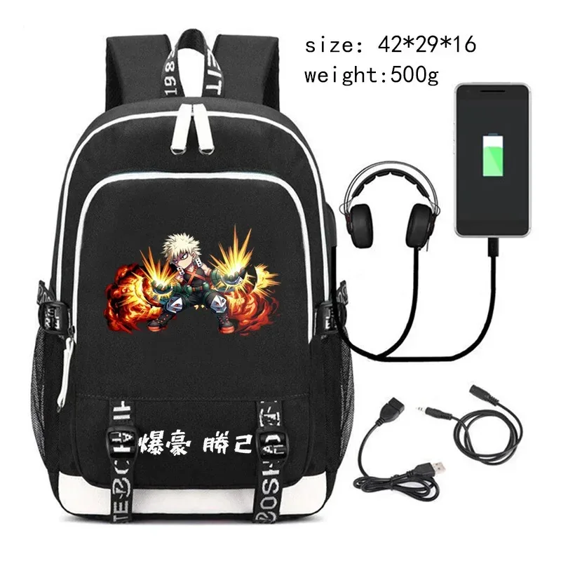 my hero academia bakugo sac à dos pour adolescent étudiant anime cartable usb voyage sac à dos grande capacité ordinateur portable sacs d'école cadeau