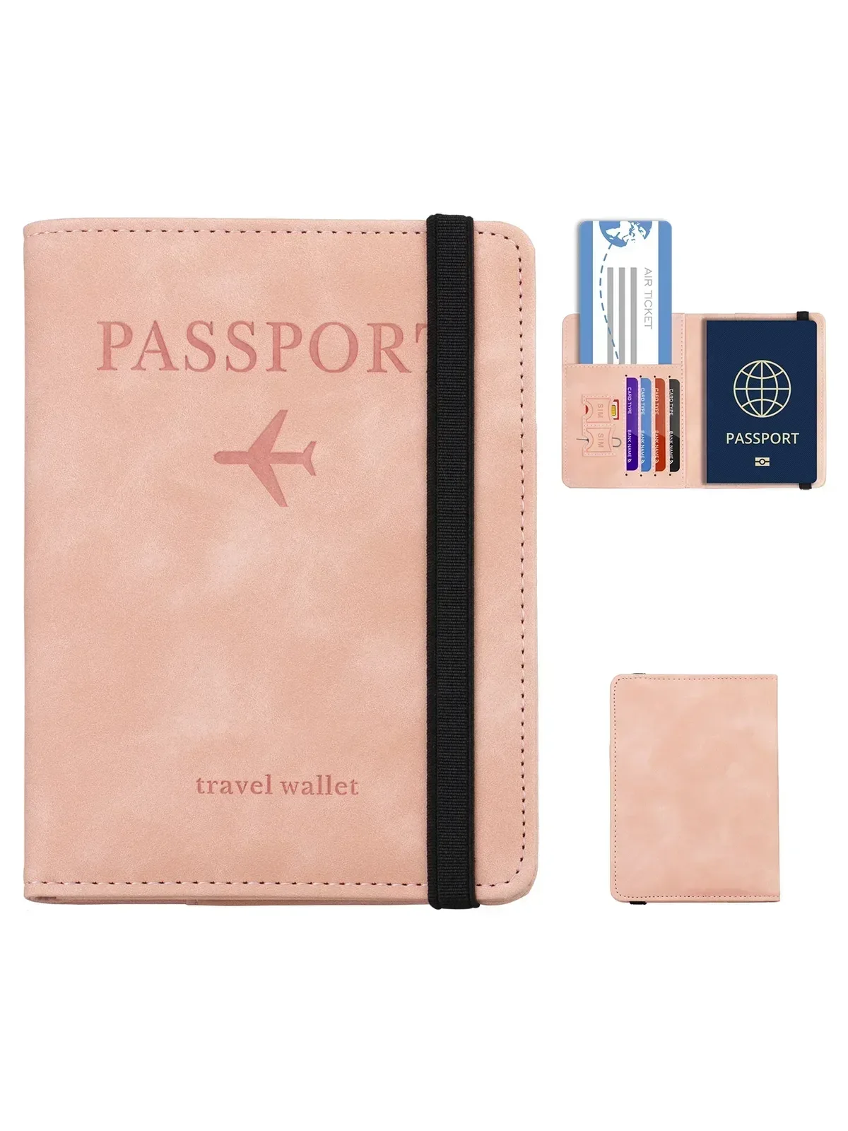 Étui à cartes en cuir bloquant RFID, porte-passeport, portefeuille, accessoires de voyage pour femmes et hommes