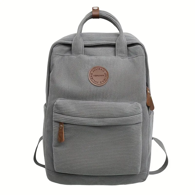 sac à dos décontracté en velours côtelé pour adolescents, compartiment pour ordinateur portable 14 pouces, sac pour lycée et université avec poche zippée, sacs à dos pour l'école