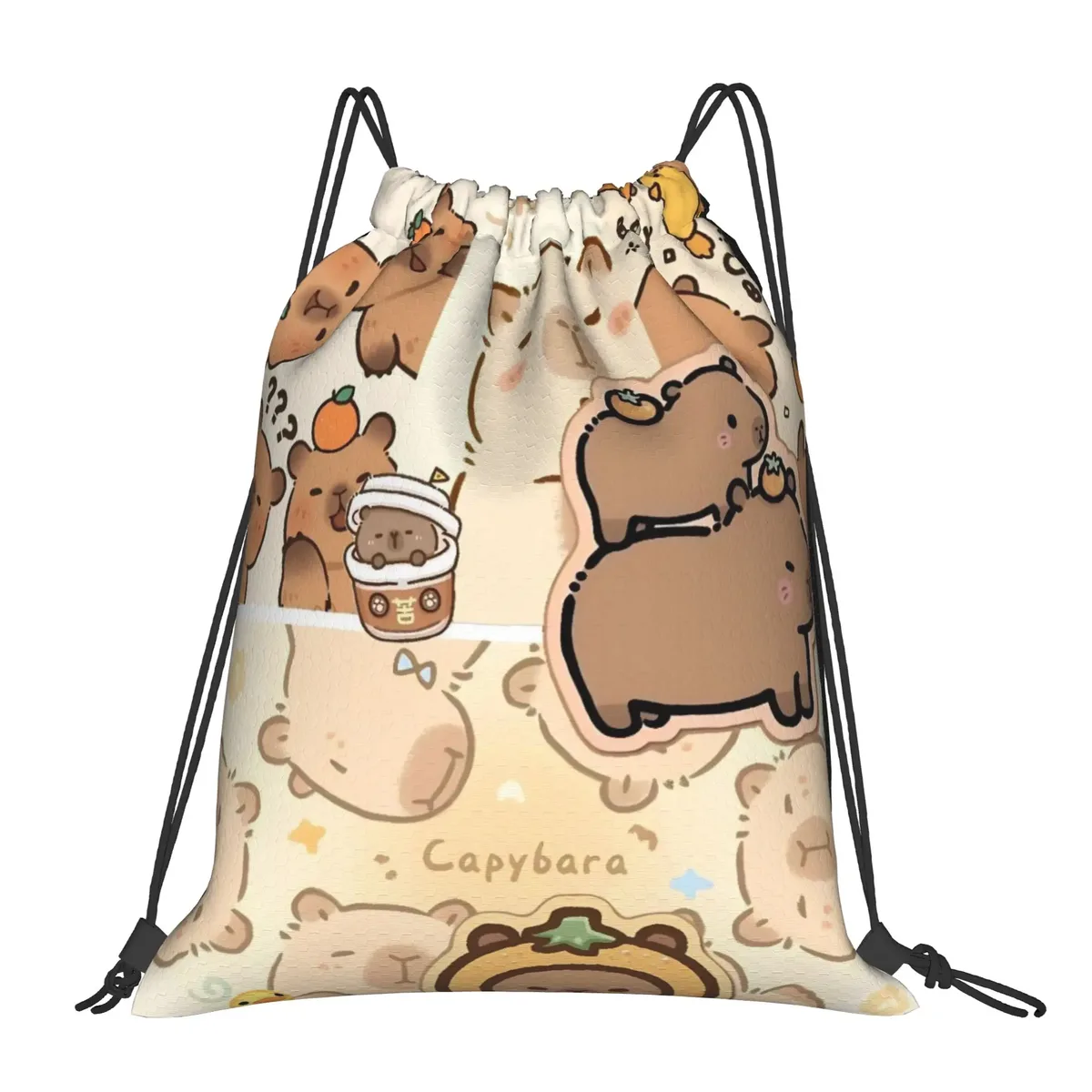 sac à dos à cordon de serrage capybara mignon, sac de sport résistant à l'eau, sac à cordon pour le yoga, 36 cm (largeur) x 43 cm (hauteur)