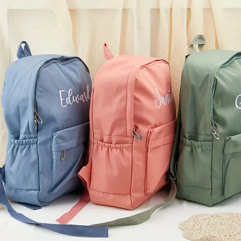 sac à dos scolaire diy personnalisé avec broderie, en tissu oxford, pour femmes, hommes, étudiants, sac de voyage, sac à dos de jour léger au design simple