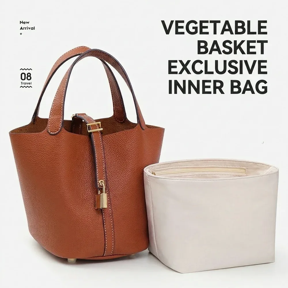 organisateur de sac en nylon pour h picotin18 22, organiseur de sac à main pour maquillage, sac intérieur de voyage, sacs cosmétiques portables