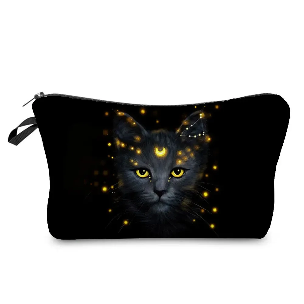 trousse à cosmétiques avec imprimé chat animal de dessin animé 3d pour femme, mini trousse de maquillage décontractée, étui à crayons personnalisé, extérieur, plage, voyage, mignon